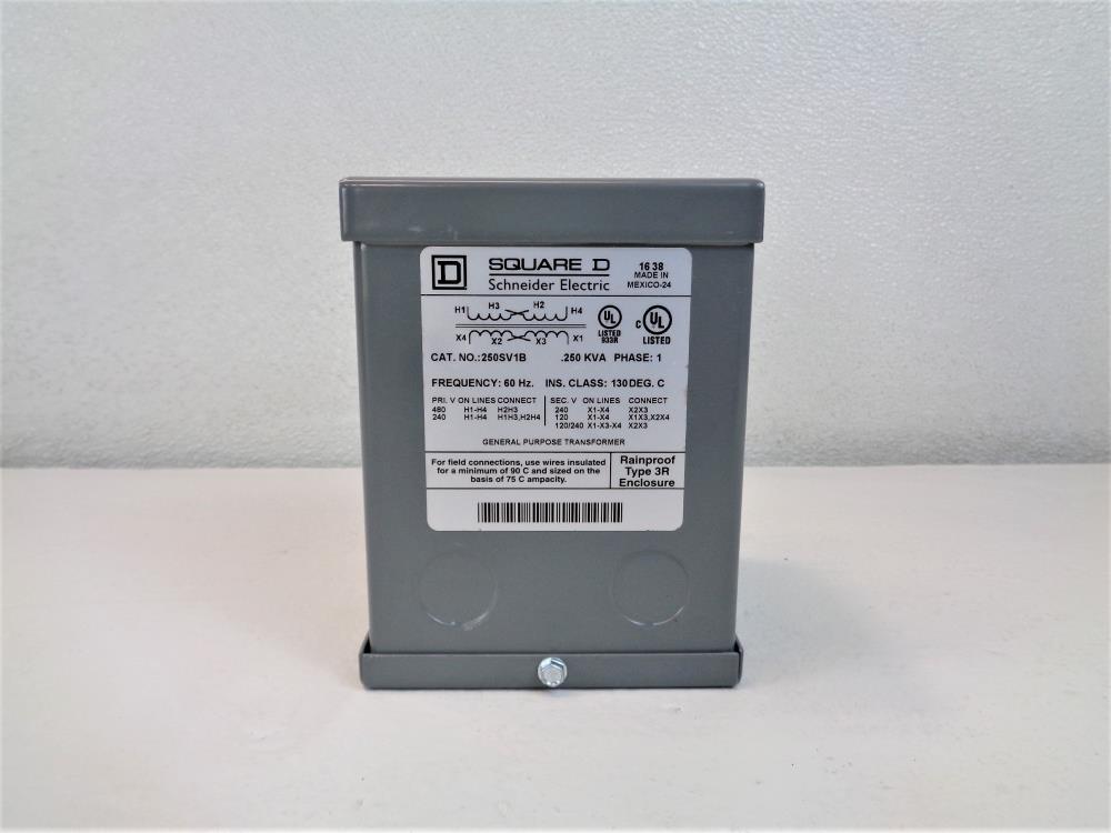 Square D General Purpose Transformer, 1PH .25KVA 240/480V, 120/240V, #250SV1B